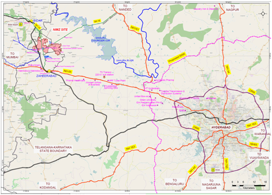 Basantpur, Department of Promotion of Industry and Internal Trade, DFC, DPIIT, Government of India (DPIIT), HNIC, Hyderabad Nagpur Industrial Corridor (HNIC), Hyderabad Outer Ring Road (ORR), Jharasangam, Metalkunta, NH 65, NIMZ, North-South Dedicated Freight Corridor (DFC), Nyalkal, regional ring road, SCR, Southern Central Railways (SCR), Telangana, Vikarabad – Parli Vaijnath, Zaheerabad, Zaheerabad National Investment and Manufacturing Zone (NIMZ), Zaheerabad NIMZ