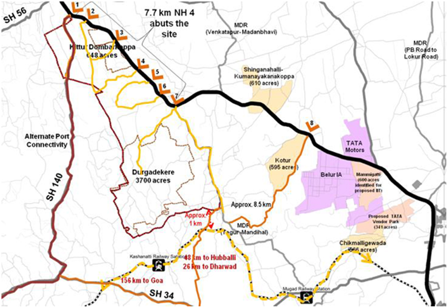 Belagavi, Belekere, Bengaluru, Bengaluru Mumbai Industrial Corridor (BMIC), Chitradurga, Dabhol, Desur, Dharwad, Dharwad Industrial Area, Durgadakeri- Kittur-Dombarkoppa, Greenfield Industrial Node, Hubballi, Karnataka, Karwar, Maharashtra, Mormugao, Mormugao port, Mumbai, National Industrial Corridor, NICDC, Pune, Sangli, Satara