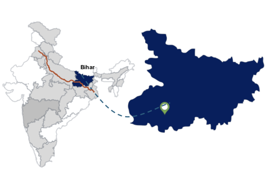 Map of Bihar highlighting Gaya