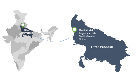 Uttar Pradesh map showing Dadri, Greater Noida location