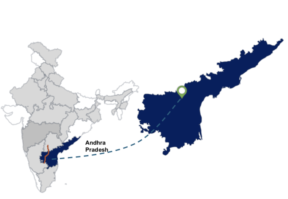Map of Andhra Pradesh highlighting Orvakal