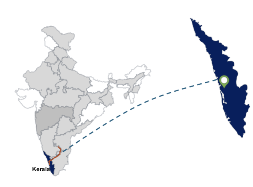 Map of Kerala highlighting Palakkad